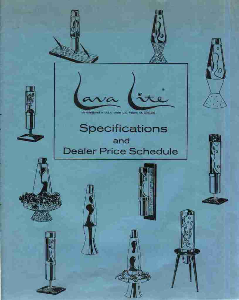 vintage 1969 Lava Lite Specifications and Dealer Price Schedule. Advertisement. Ad. Brochure. Lava Lamp