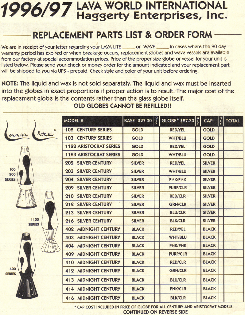 1996 Lava Lite Catalog