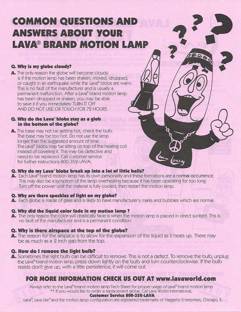 2001 Lava World Catalog Insert. Ad. Advertisement. Lava lamp