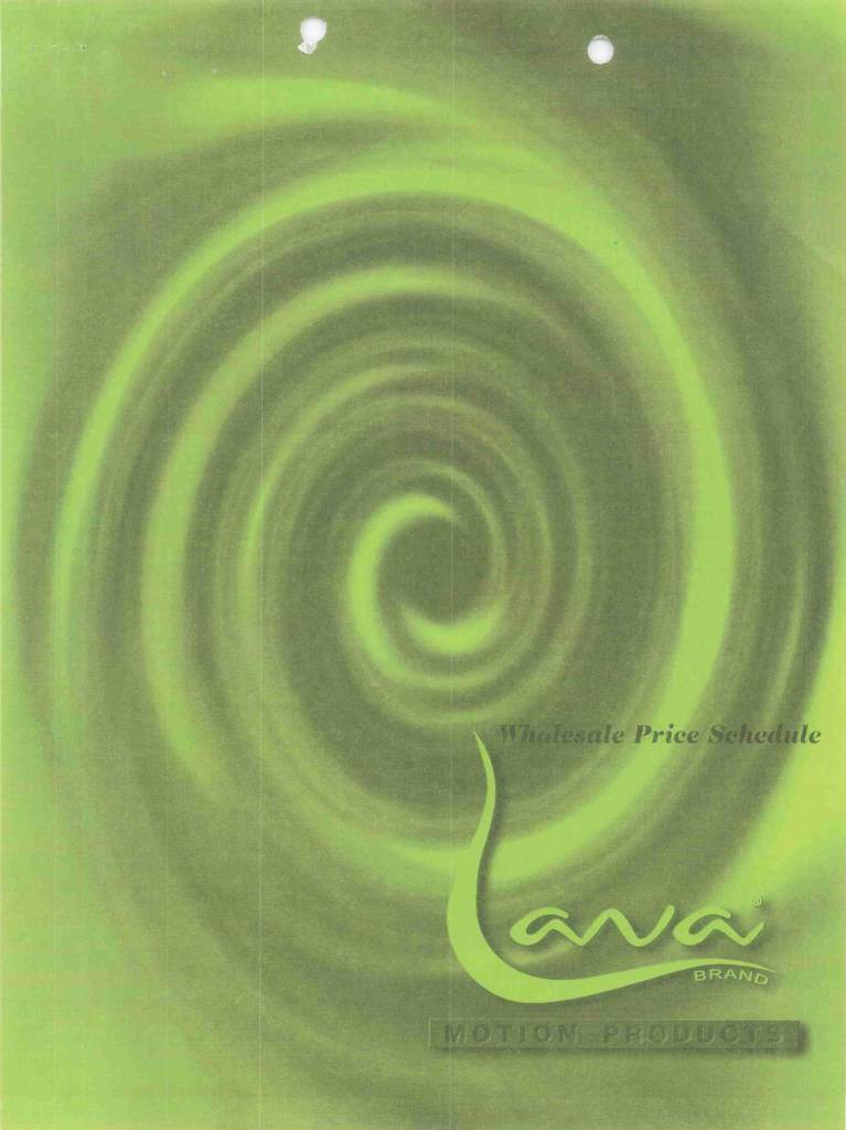 1999 Lava Brand Wholesale Price Schedule. Lava Lamp