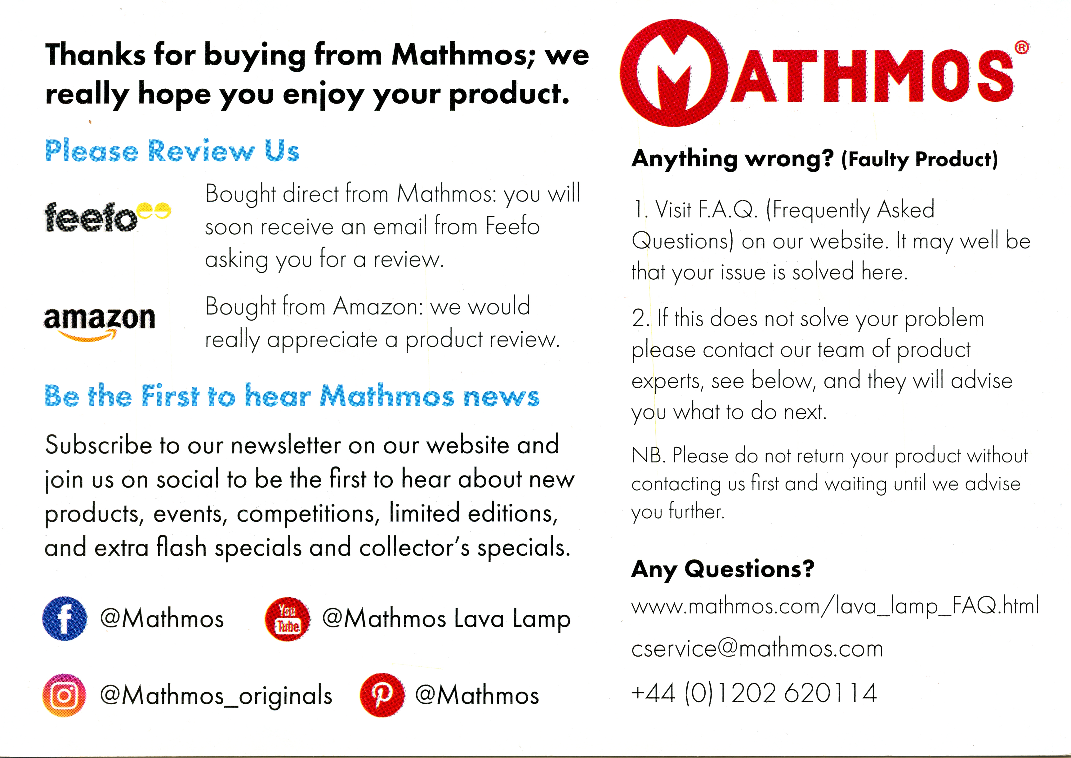Mathmos feedback