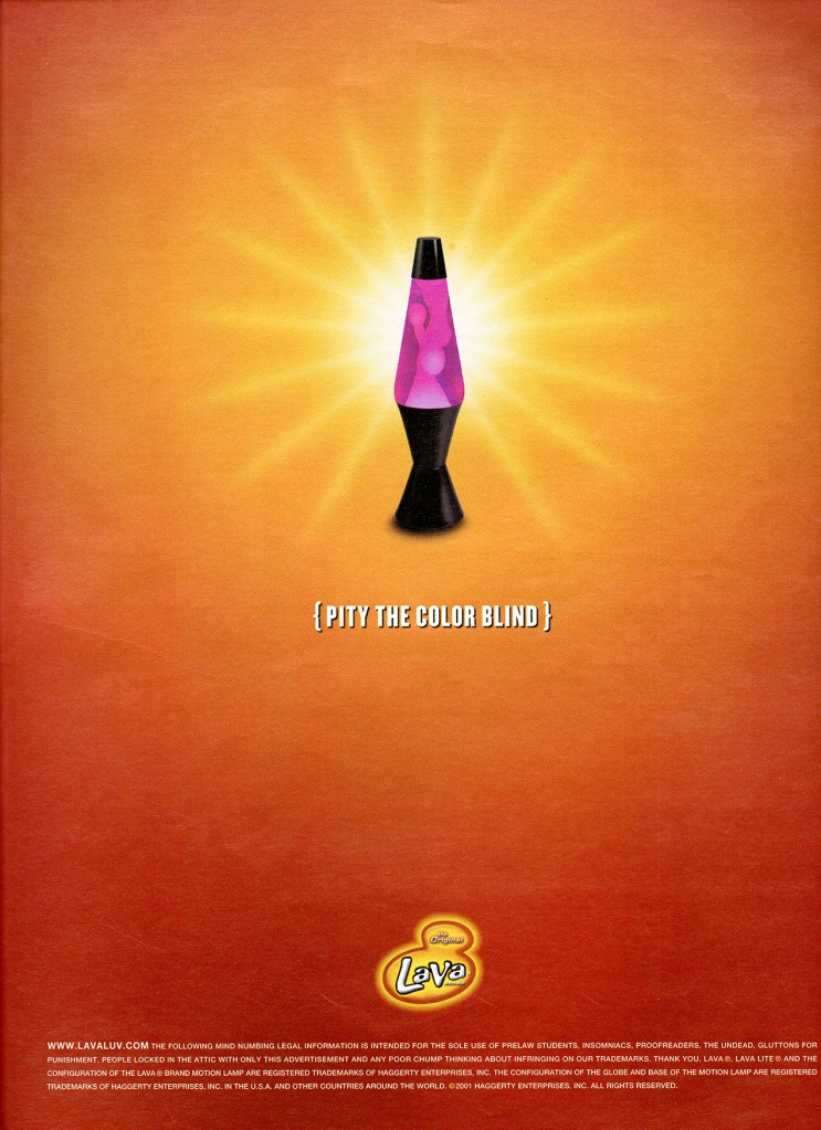 2001 Lava World Catalog Insert. Ad. Advertisement. Lava lamp
