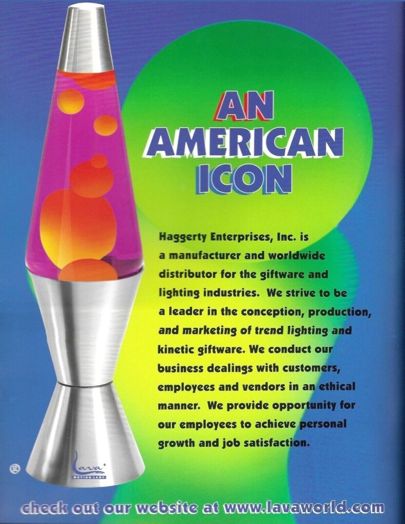 2000 Lava World Catalog. Ad. Advertisement Lava Lamp