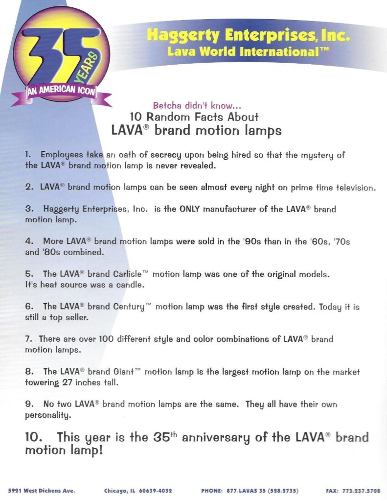2000 Lava World Catalog. Ad. Advertisement Lava Lamp